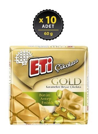 Eti Gold Antep Fıstıklı Çikolata 60 gr 10 Adet