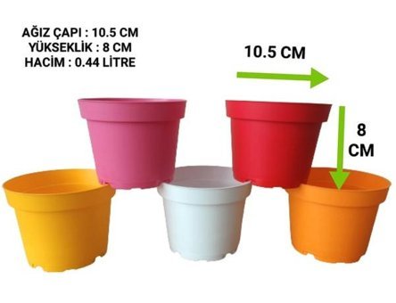 Tuğel Flowers Plastik 5 Adet 0.44 lt Saksı Çok Renkli