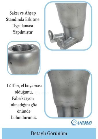 Evene Ahşap Ayaklı Beton Büyük Boy Havuç Model Saksı Gümüş Eskitme