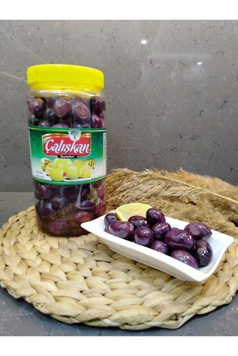 Altan Çalışkan Salamura Az Tuzlu Siyah Zeytin Kavanoz 1 kg