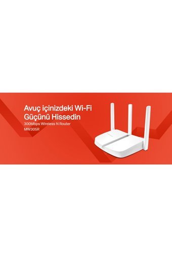 Mercusys MV305R Kablosuz 2.4 GHz Wifi Router 3 Antenli 300 Mbps Menzil Genişletici