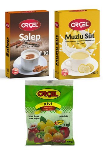 Orçel Muzlu Süt-Kivi-Salep Aromalı Toz Çay Seti 3'lü