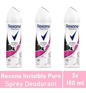 Rexona Black&White Invisible Pure Sprey Kadın Deodorant 3x150 ml