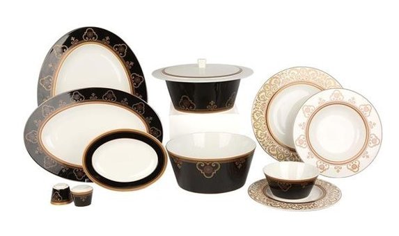 Royal Canterbury Armenta 60 Parça 12 Kişilik Bone China Porselen Yuvarlak Yemek Takımı