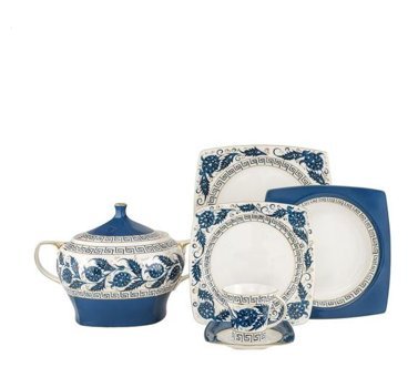 Güral Porselen 84 Parça 12 Kişilik Bone China Porselen Kare Yemek Takımı