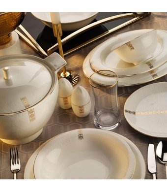 Royal London Kimberley 60 Parça 12 Kişilik Bone China Porselen Yuvarlak Yemek Takımı