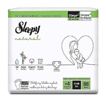 Sleepy Natural 4 Numara Bantlı Bebek Bezi 88'li