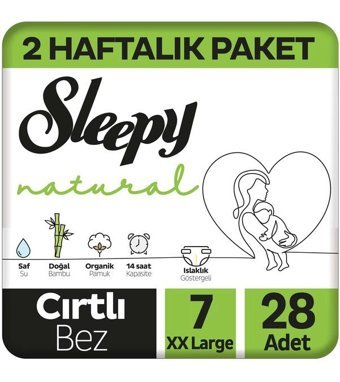 Sleepy Natural 7 Numara Bantlı Bebek Bezi 28'li