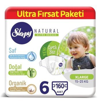 Sleepy Natural 6 Numara Bantlı Bebek Bezi 160'lı