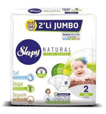 Sleepy Natural 2 Numara Bantlı Bebek Bezi 84'lü