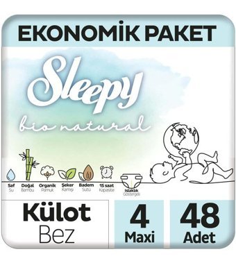 Sleepy Bio Natural 4 Numara Külot Bebek Bezi 48'li