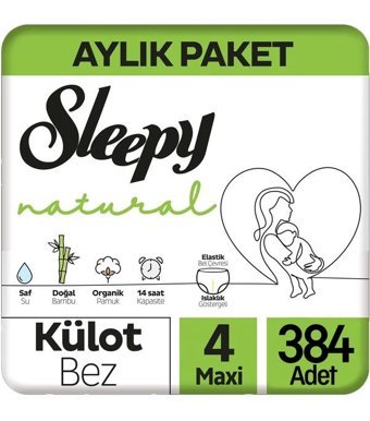 Sleepy Natural 4 Numara Külot Bebek Bezi 4x96'lı