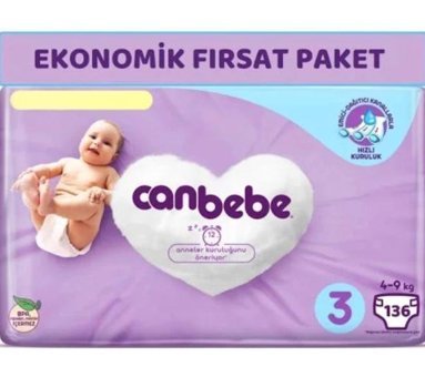 Canbebe 3 Numara Bantlı Bebek Bezi 136'lı