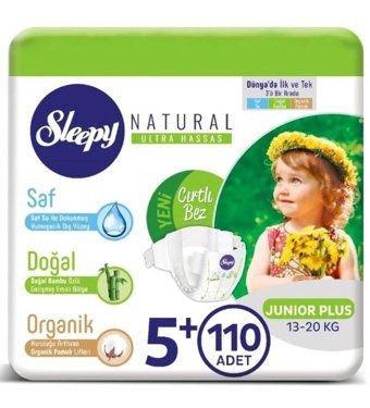 Sleepy Natural 5 Numara Bantlı Bebek Bezi 2x110'lu