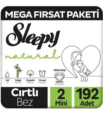 Sleepy Natural 2 Numara Bantlı Bebek Bezi 192'li