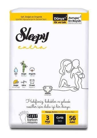 Sleepy Extra 3 Numara Bantlı Bebek Bezi 56'lı