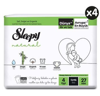 Sleepy Natural 4 Numara Bantlı Bebek Bezi 108'li