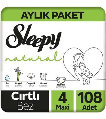 Sleepy Natural 4 Numara Bantlı Bebek Bezi 108'li