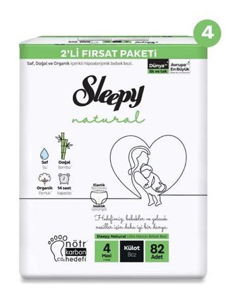 Sleepy Natural 4 Numara Külot Bebek Bezi 328'li