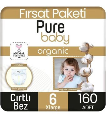 Pure Baby Organik 6 Numara Organik Bantlı Bebek Bezi 5x32'li