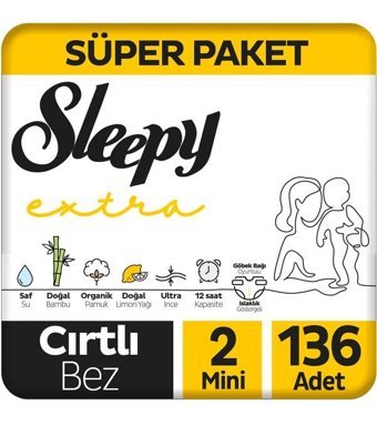 Sleepy Extra 2 Numara Bantlı Bebek Bezi 136'lı