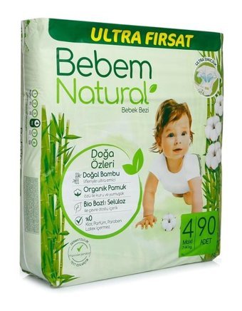 Bebem Natural 4 Numara Bantlı Bebek Bezi 90'lı