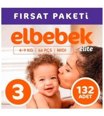 Elbebek Elite 3 Numara Bantlı Bebek Bezi 132'li