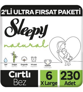 Sleepy Natural 6 Numara Bantlı Bebek Bezi 230'lu