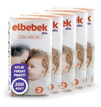 Elbebek Elite 2 Numara Bantlı Bebek Bezi 200'lü