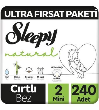 Sleepy Natural 2 Numara Bantlı Bebek Bezi 240'lı