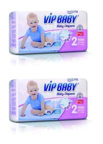 Bebiko Vip Baby 2 Numara Bantlı Bebek Bezi 40'lı