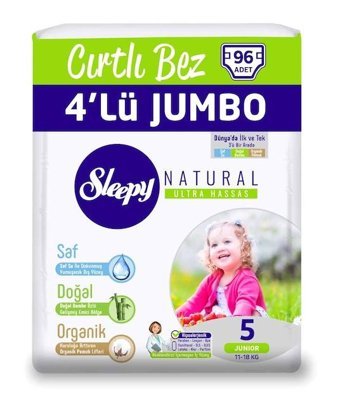 Sleepy Natural 5 Numara Bantlı Bebek Bezi 96'lı