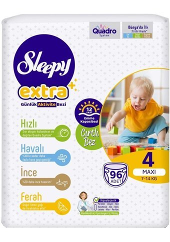 Sleepy Extra 4 Numara Bantlı Bebek Bezi 5x96'lı