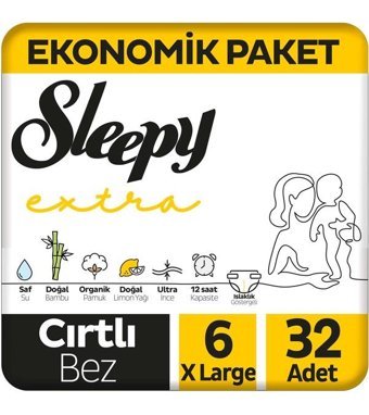 Sleepy Extra 6 Numara Bantlı Bebek Bezi 32'li