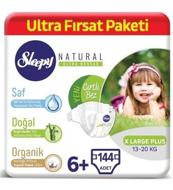 Sleepy Natural 6 Numara Bantlı Bebek Bezi 144'lü