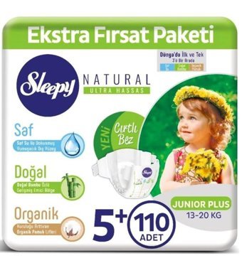 Sleepy Natural 5 Numara Bantlı Bebek Bezi 110'lu