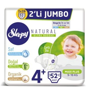 Sleepy Natural 4 Numara Bantlı Bebek Bezi 52'li