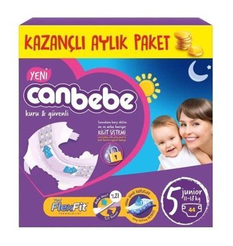 Canbebe 5 Numara Bantlı Bebek Bezi 44'lü