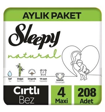 Sleepy Natural 4 Numara Bantlı Bebek Bezi 2x104'lü