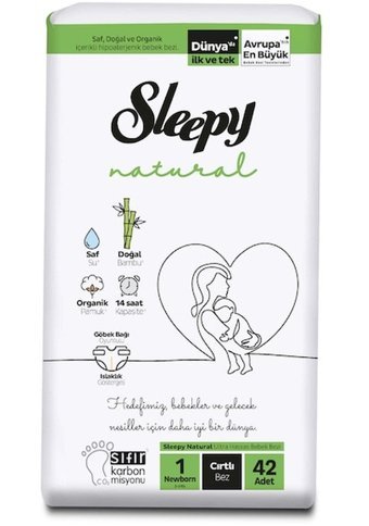 Sleepy Natural 1 Numara Bantlı Bebek Bezi 42'li