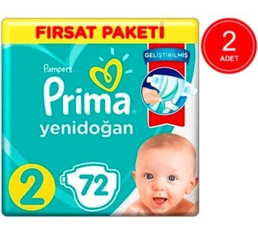 Prima Pampers 2 Numara Bantlı Bebek Bezi 2x72'li