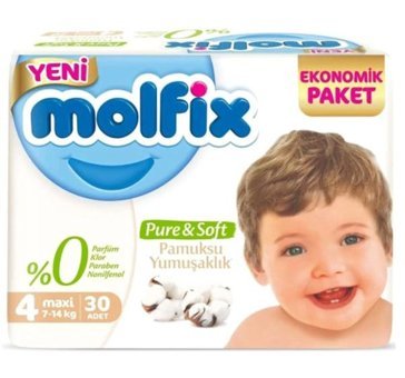 Molfix Pure Soft 4 Numara Bantlı Bebek Bezi 30'lu