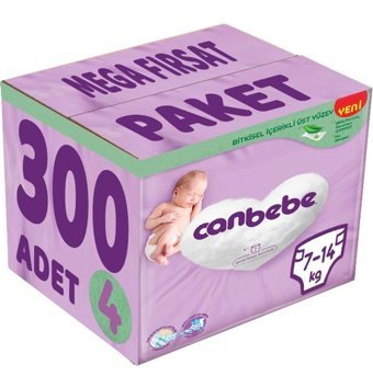 Canbebe 4 Numara Bantlı Bebek Bezi 300'lü