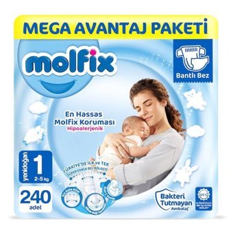 Molfix 1 Numara Bantlı Bebek Bezi 240'lı