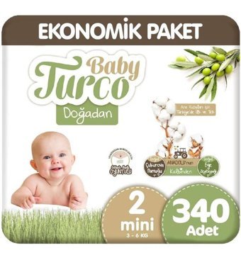 Baby Turco Doğadan 2 Numara Bantlı Bebek Bezi 5x68'li