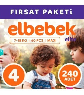 Elbebek Elite 4 Numara Bantlı Bebek Bezi 240'lı