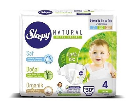 Sleepy Natural 4 Numara Bantlı Bebek Bezi 30'lu