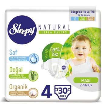 Sleepy Natural 4 Numara Bantlı Bebek Bezi 30'lu