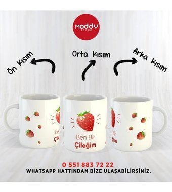 Moddy Store Özel Tasarım Ben Bir Çileğim Baskılı Kupa Bardak