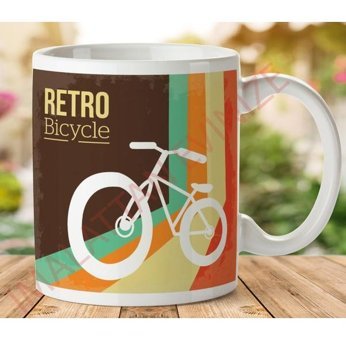 Art Hediye 1-080 Retro Bıcycle İki Tarafı Baskılı Kupa Bardak